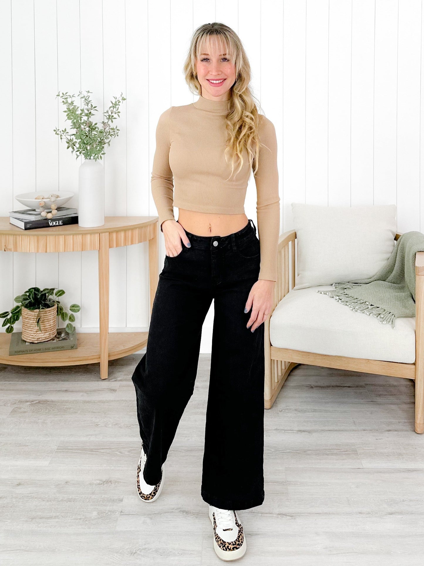 Plus/Reg Mineral Wash High Waist Wide Leg (Multiple Colors)