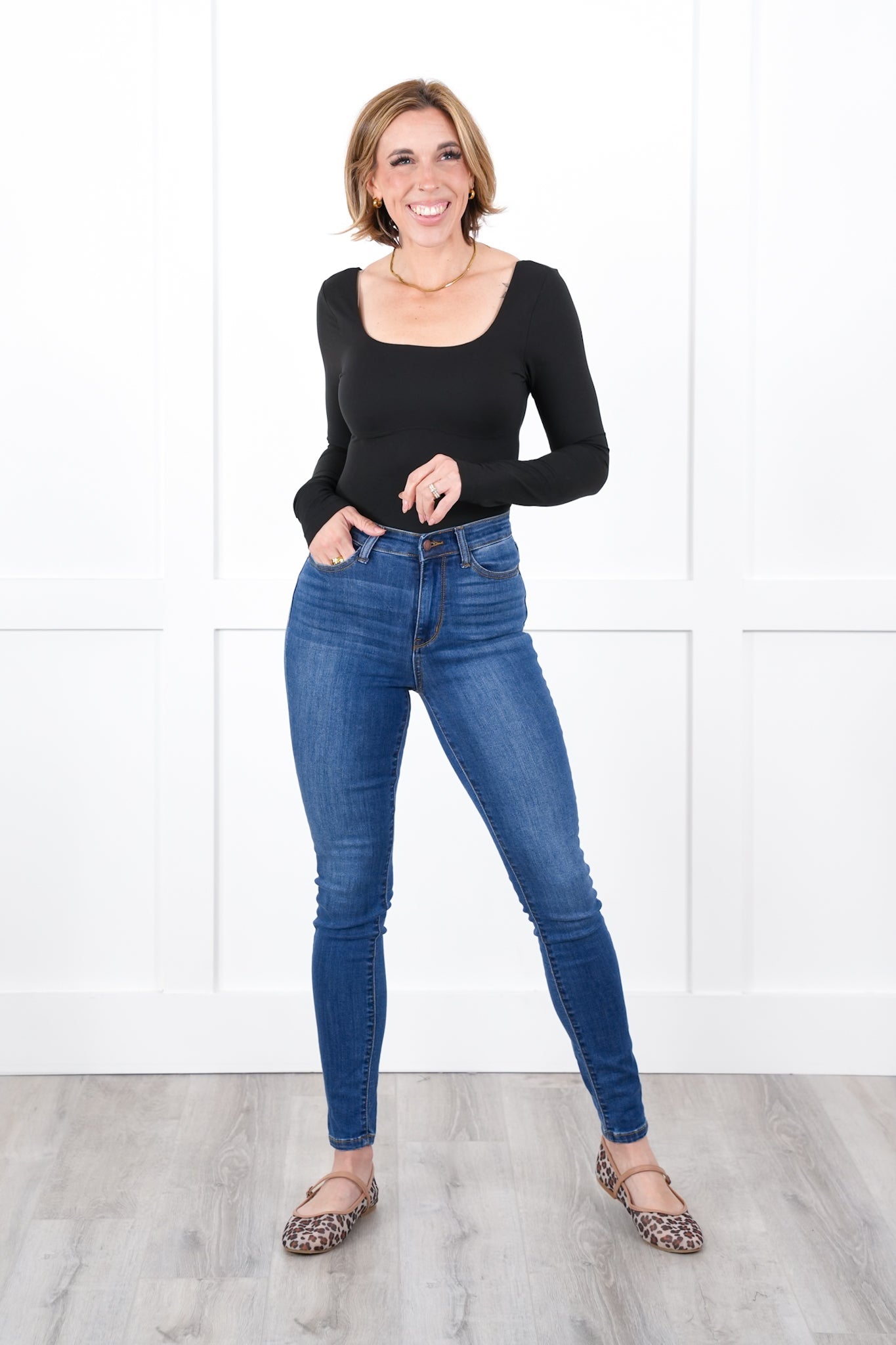 Solid Long Sleeve Square Neck Bodysuit (Multiple Colors)