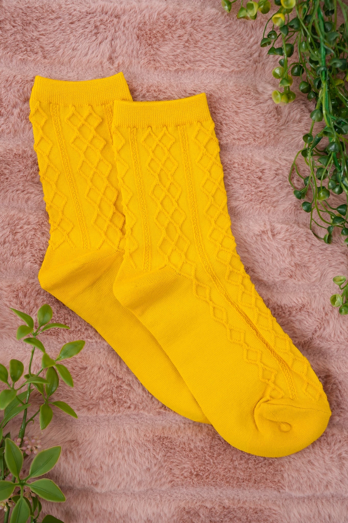 Solid Color Argyle Crew Socks