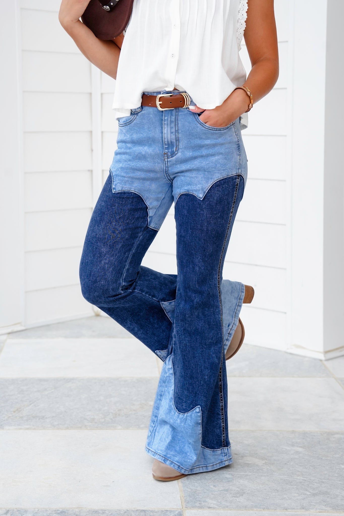 Restock! Mineral Wash Two Tone Denim Wide Leg Jeans