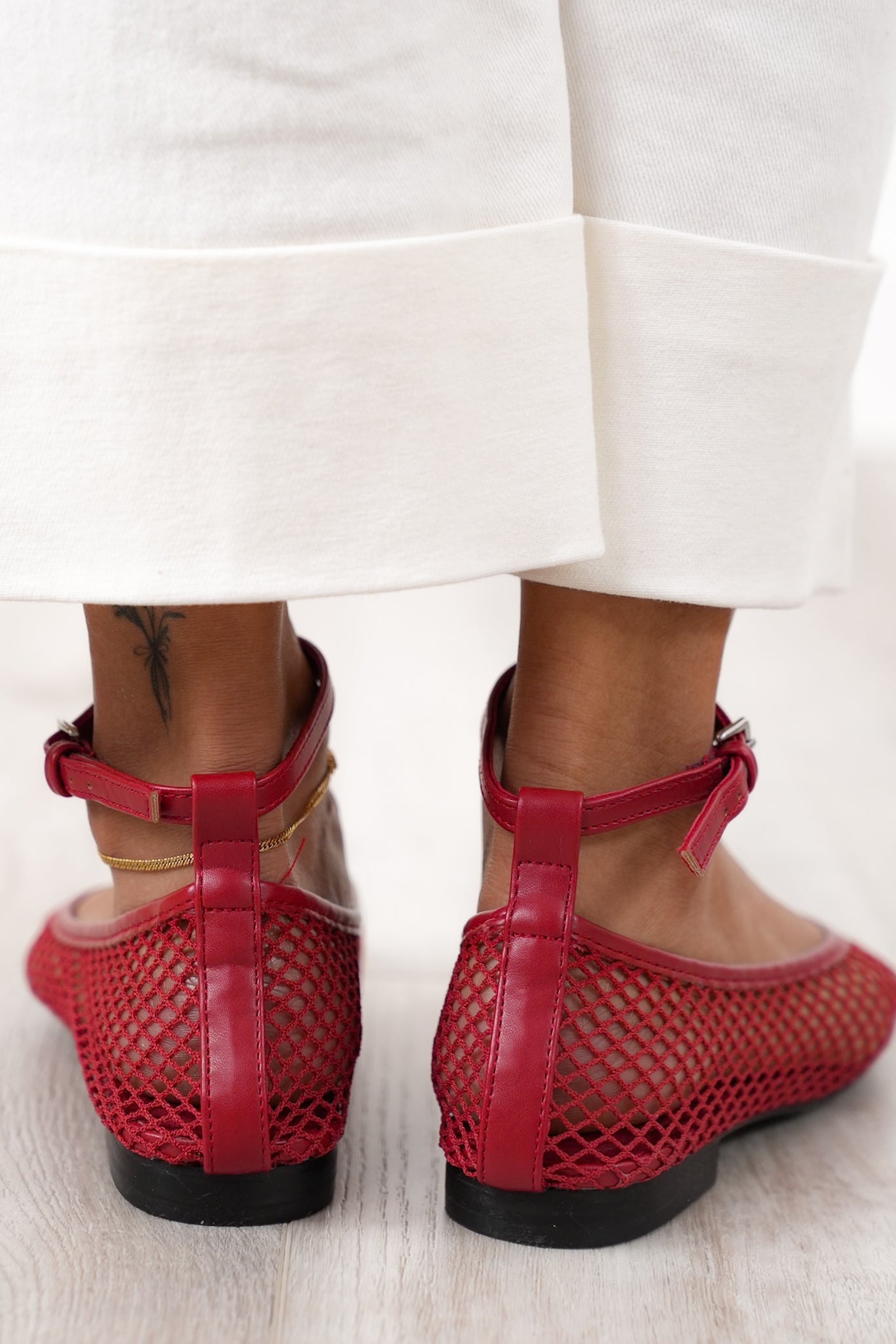 MIA Chic Mesh Flats with Ankle Strap