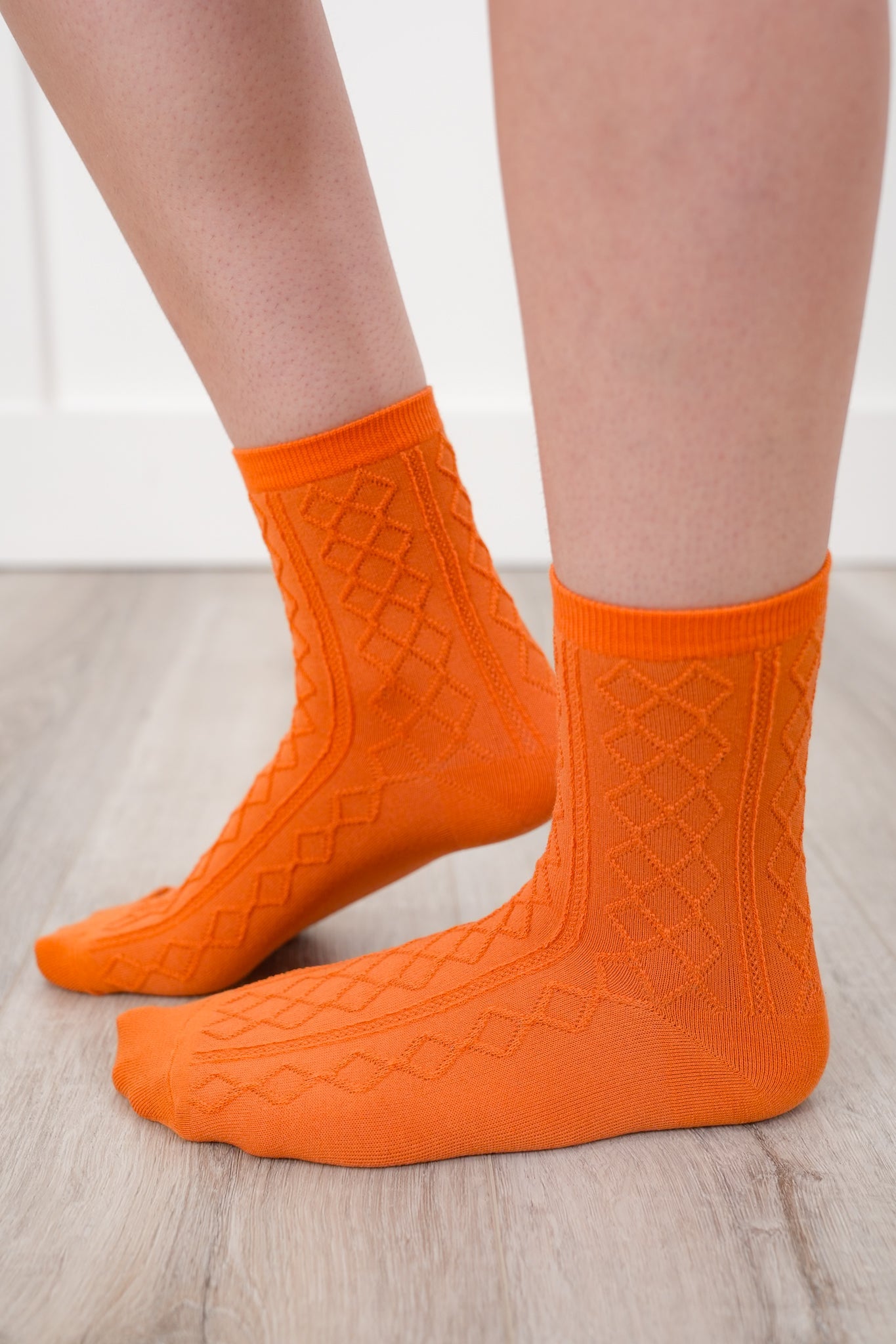 Solid Color Argyle Crew Socks