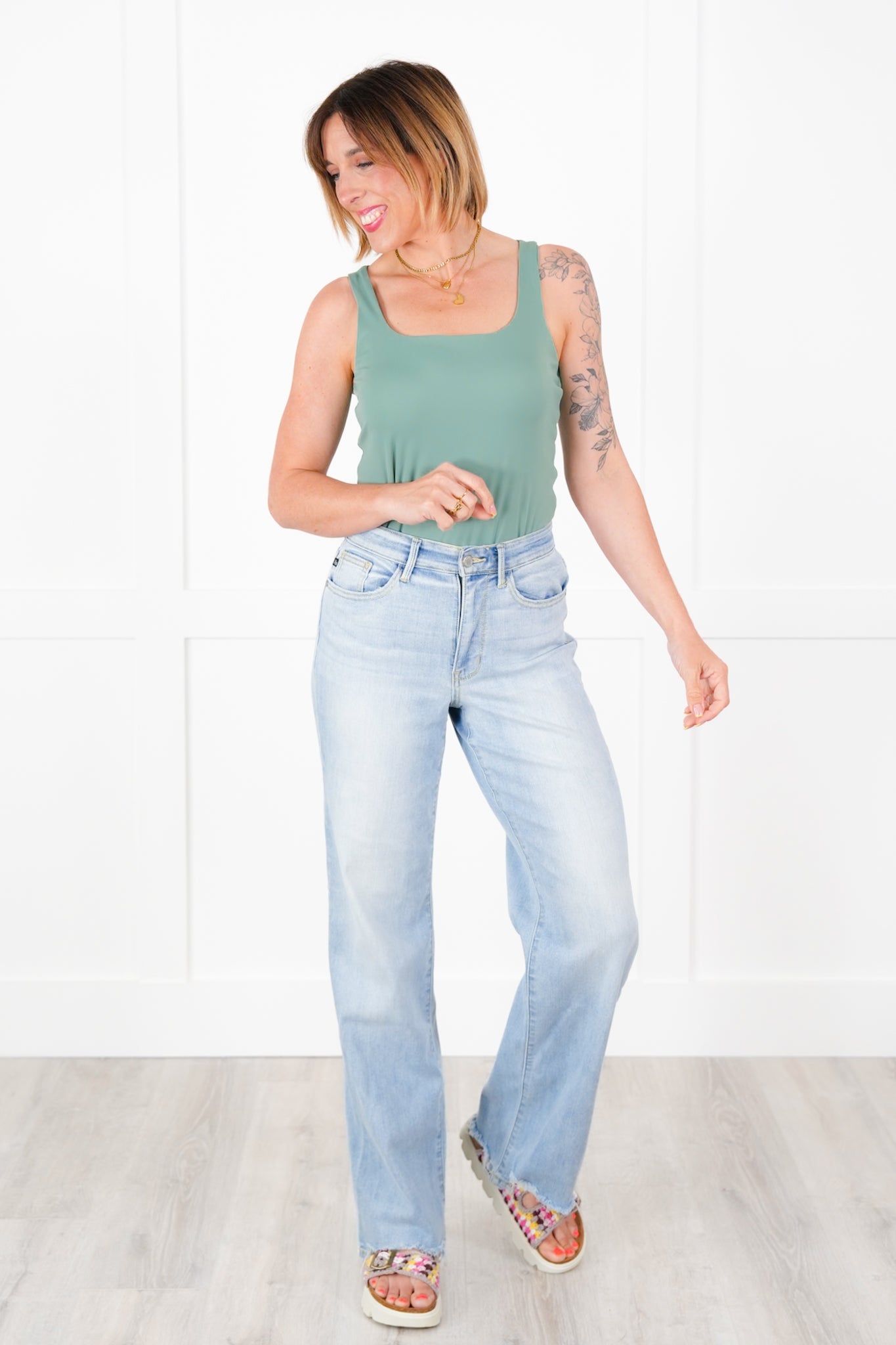 Solid Sleeveless Square Neck Thong Bodysuit (Multiple Colors)