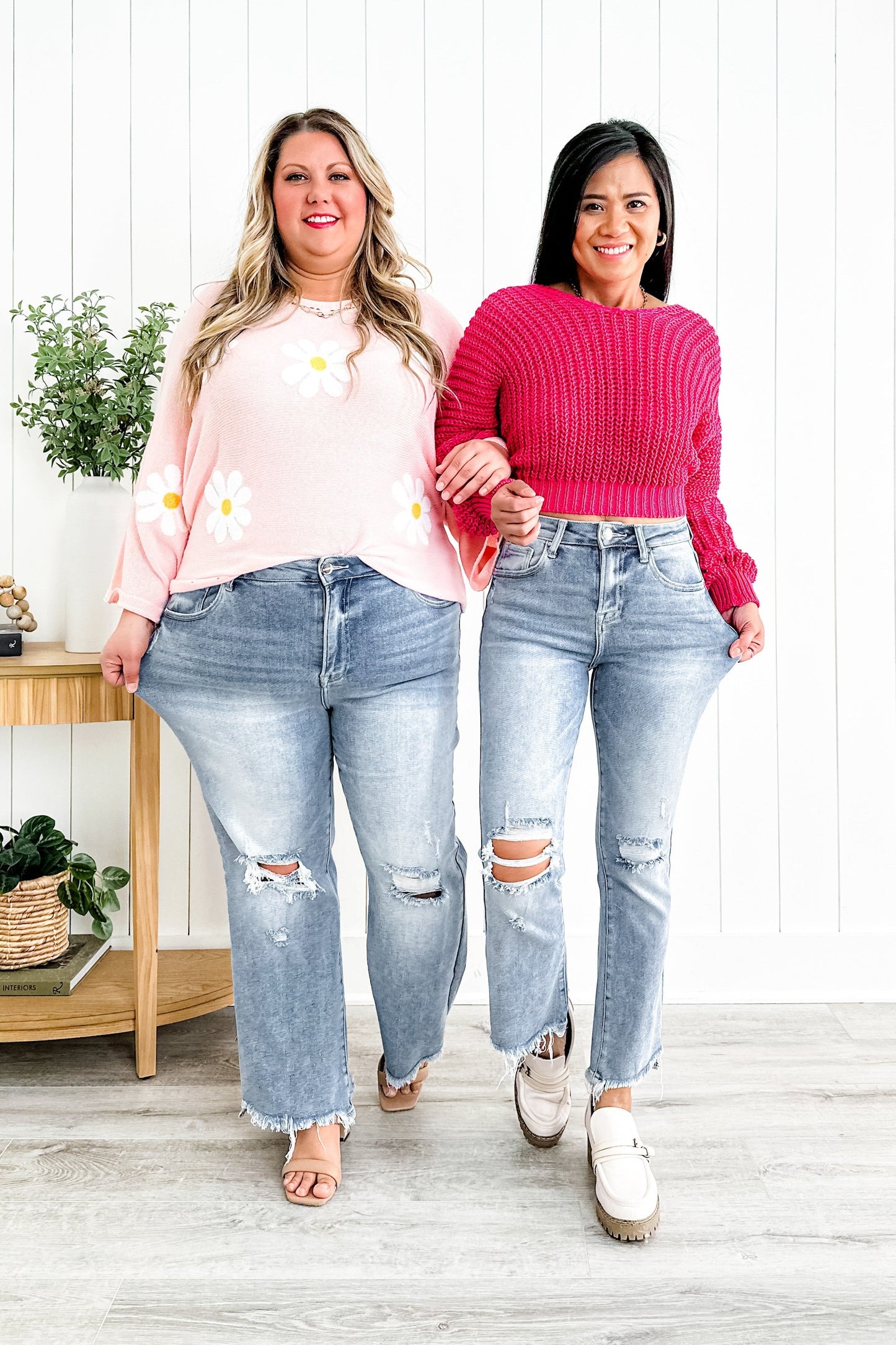 Risen Stella Babe High Rise Light Wash Cropped Distressed Flare Jeans