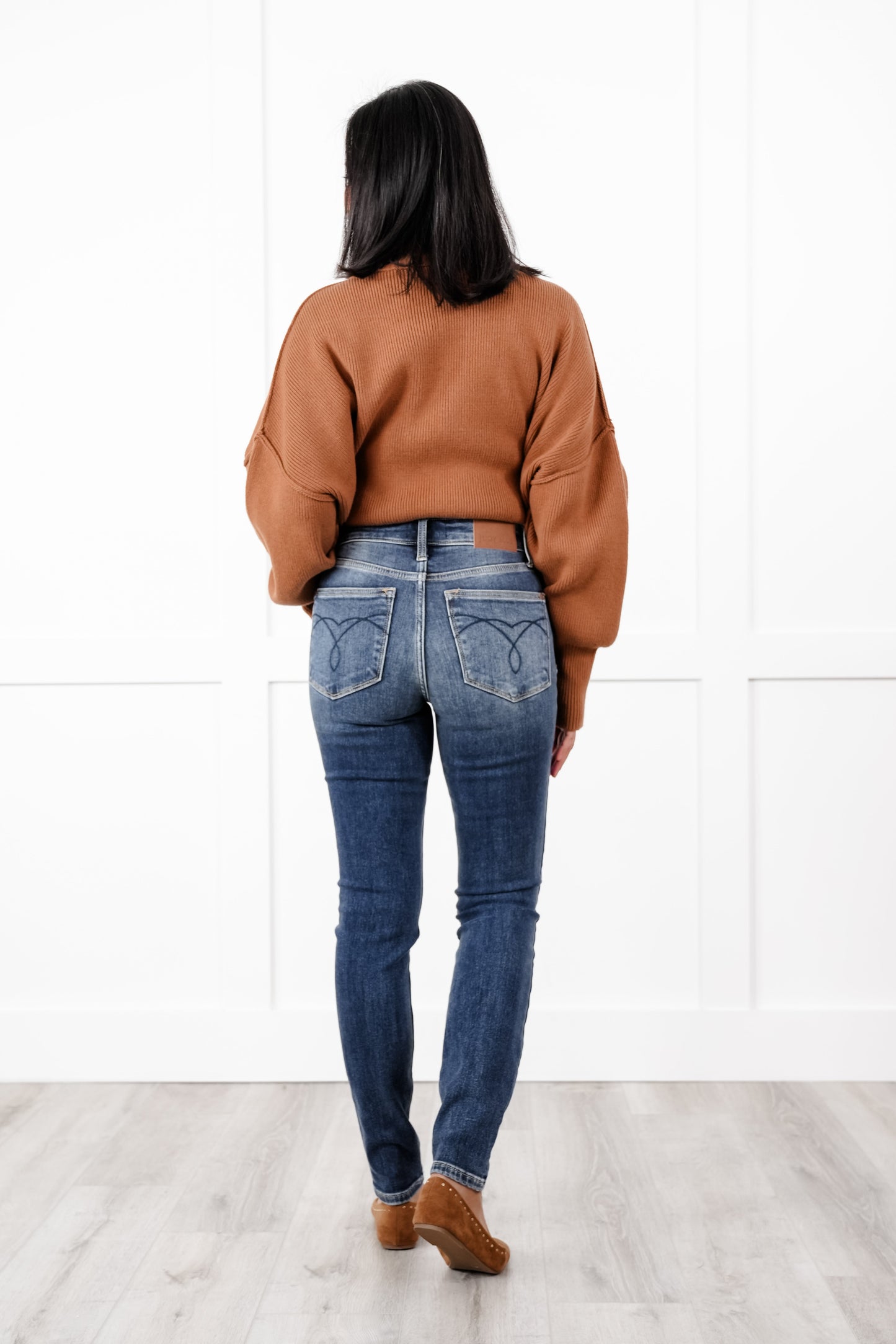 Judy Blue Vail Mid Rise Dark Wash Thermal Skinny Jeans