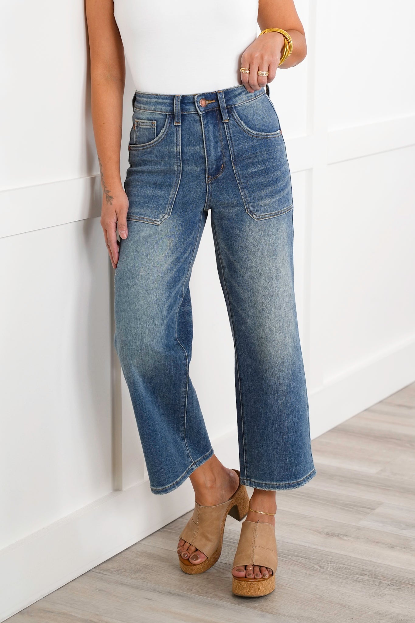 Judy Blue The Perfect Fit High Rise Wide Leg Crop Jeans