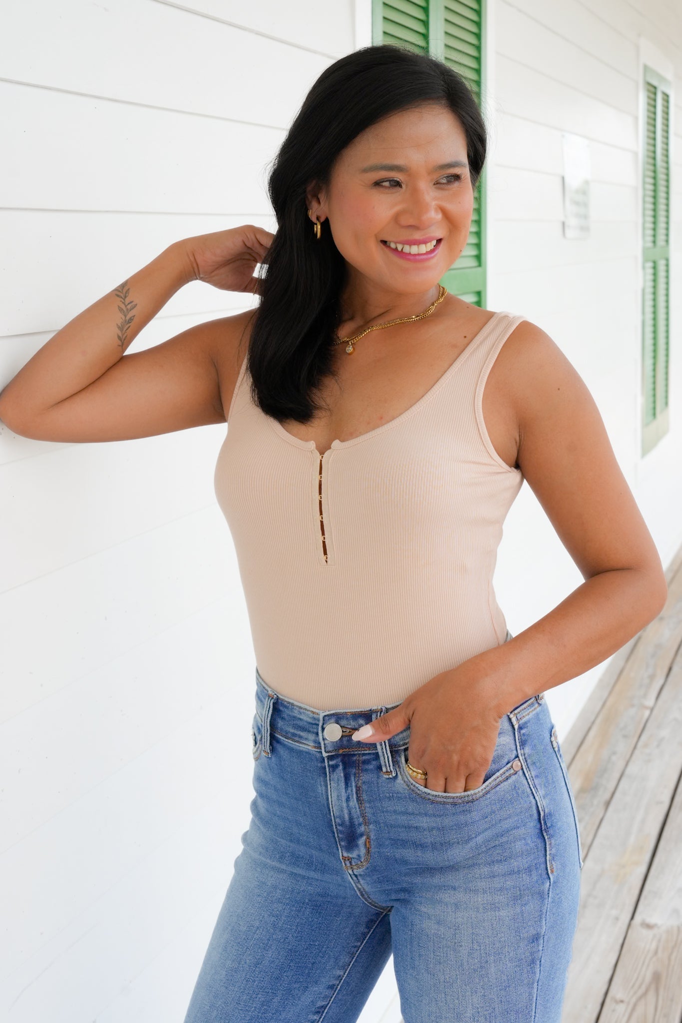 Ribbed Knit Sleeveless Scoop Neck Bodysuit (Multiple Colors)