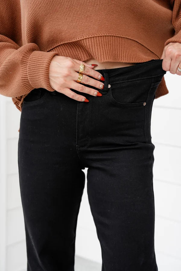 Restock! Judy Blue Dark Horse Black High Rise Black Tummy Control Classic Straight Leg Jeans