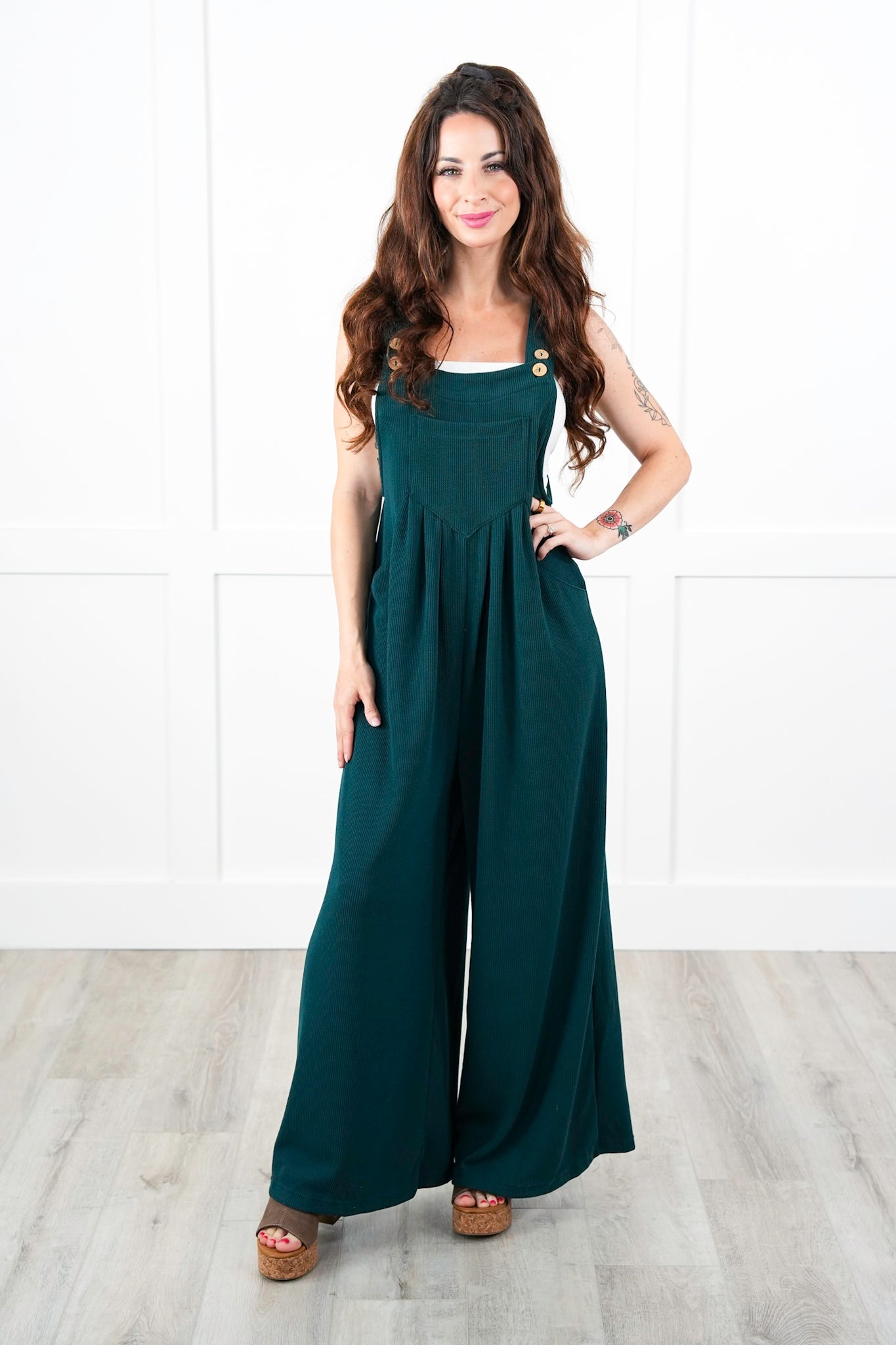 Sleeveless Wide Leg Jumpsuit with Side Pockets (Multiple Colors)