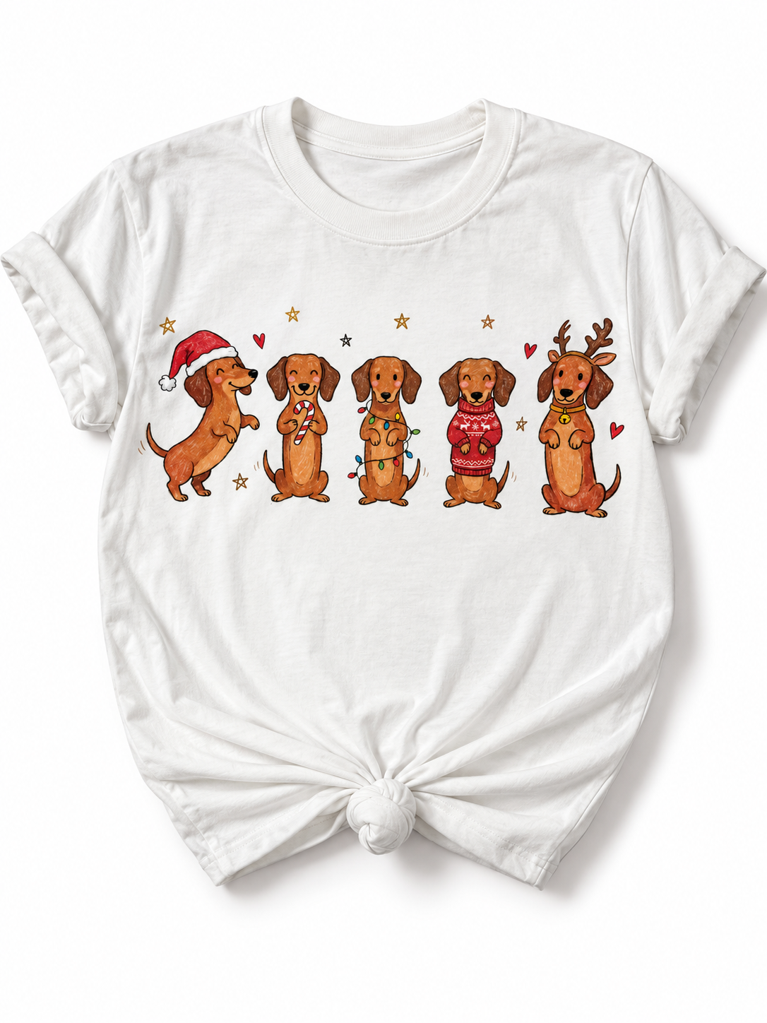 Plus/Reg Short Sleeve Christmas Dachshunds Graphic Tee