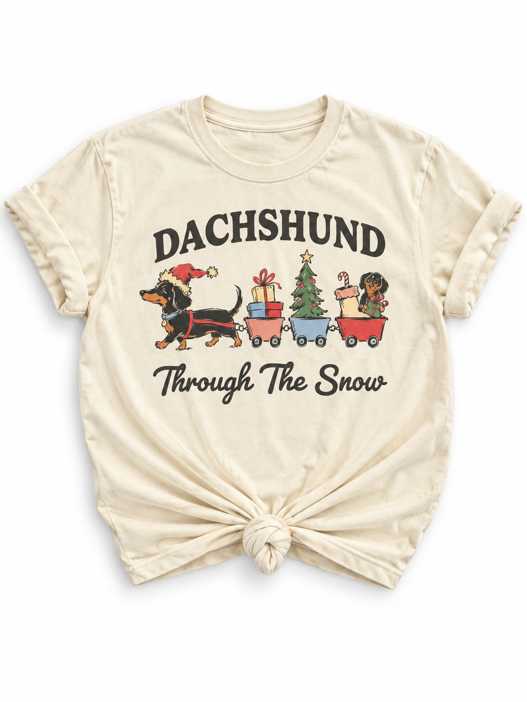 Plus/Reg Short Sleeve Dachshund Through the Snow Graphic Tee