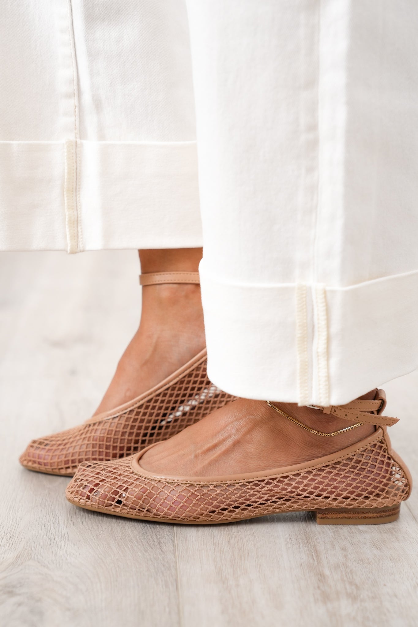 MIA Chic Mesh Flats with Ankle Strap