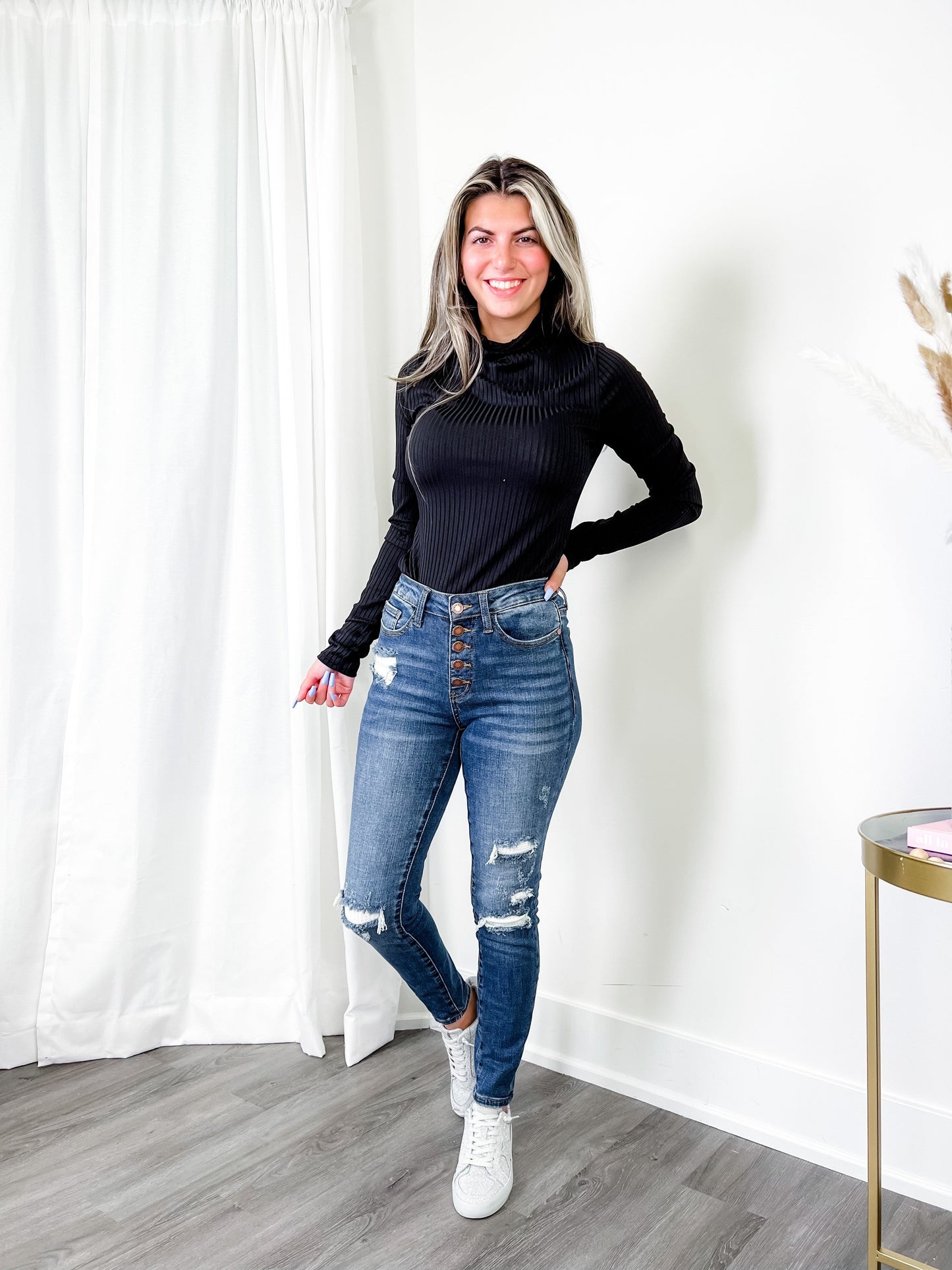 Judy Blue Mid Rise skinny Thermal Patch (Multiple Lengths)