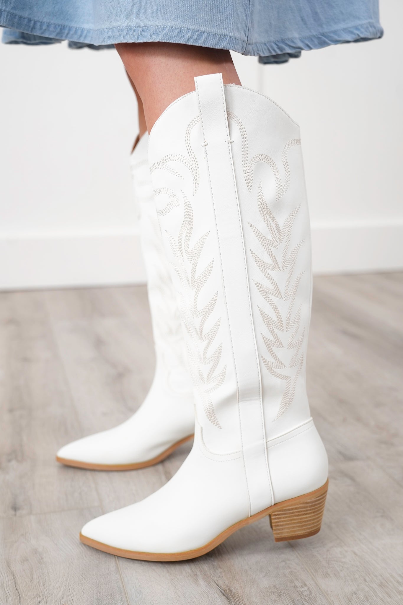 High Western Embroidered Block Heel Boots