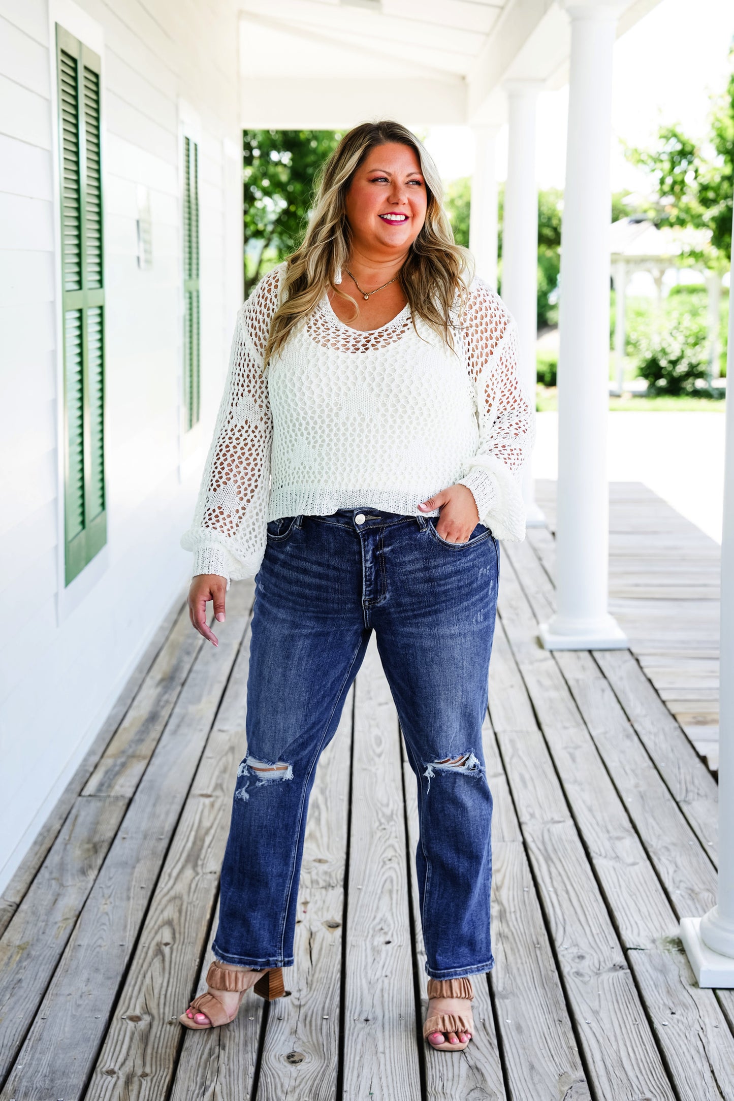 Lovervet Against the Grain High Rise Medium Wash Distressed Vintage Stretch Cropped Straight Leg Jeans