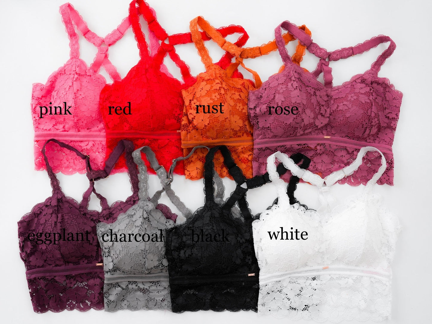 Restocks!! Plus/Reg Lace Racerback Bralette With Adjustable Straps (Multiple Colors)