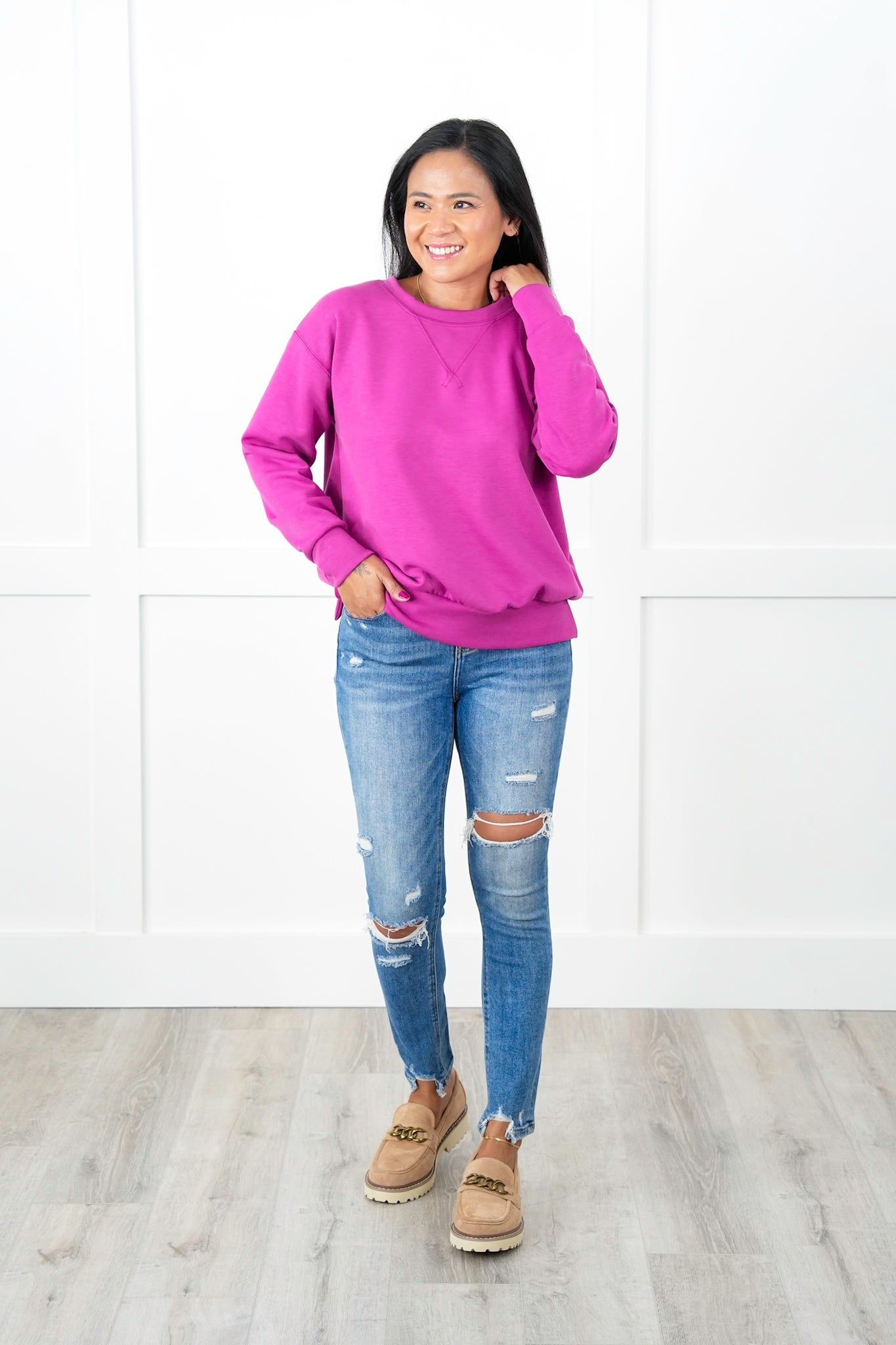 Door Buster!!! Plus/Reg Super Soft Long Sleeve Round Neck Pullover Top