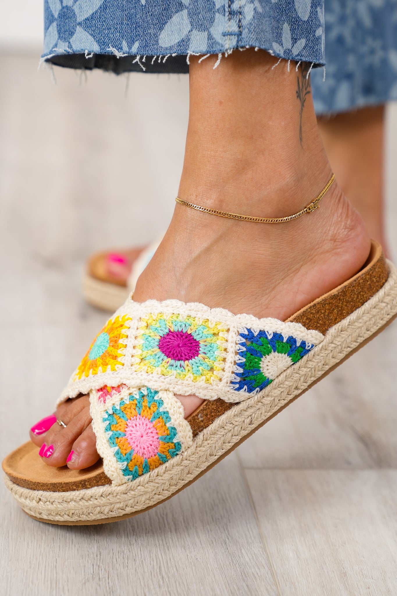 Crisscross Strap Slip on Sandal with Braided Jute Wrapped Sole