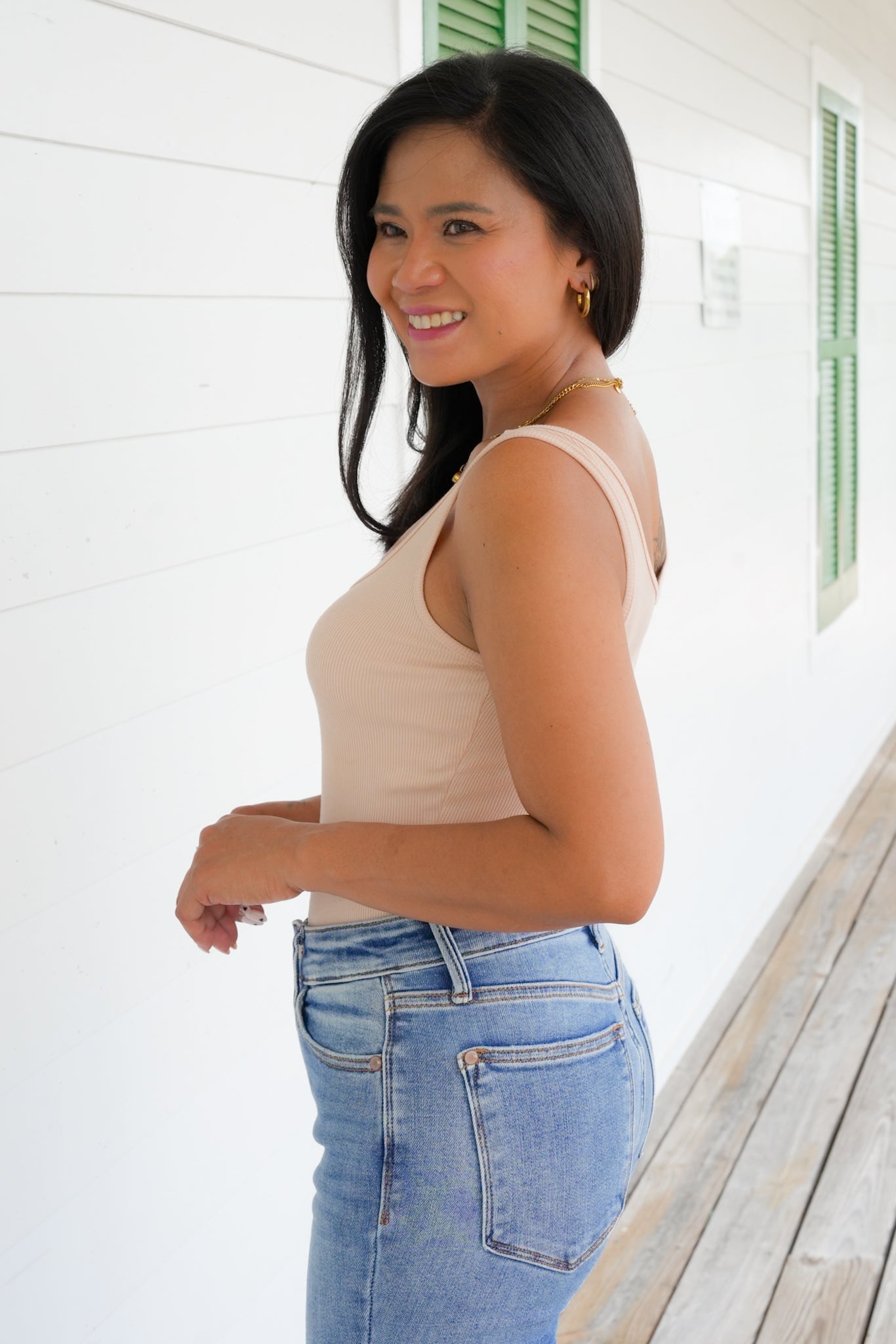 Ribbed Knit Sleeveless Scoop Neck Bodysuit (Multiple Colors)
