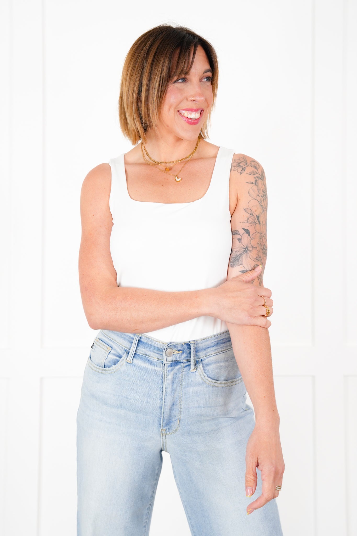 Solid Sleeveless Square Neck Thong Bodysuit (Multiple Colors)