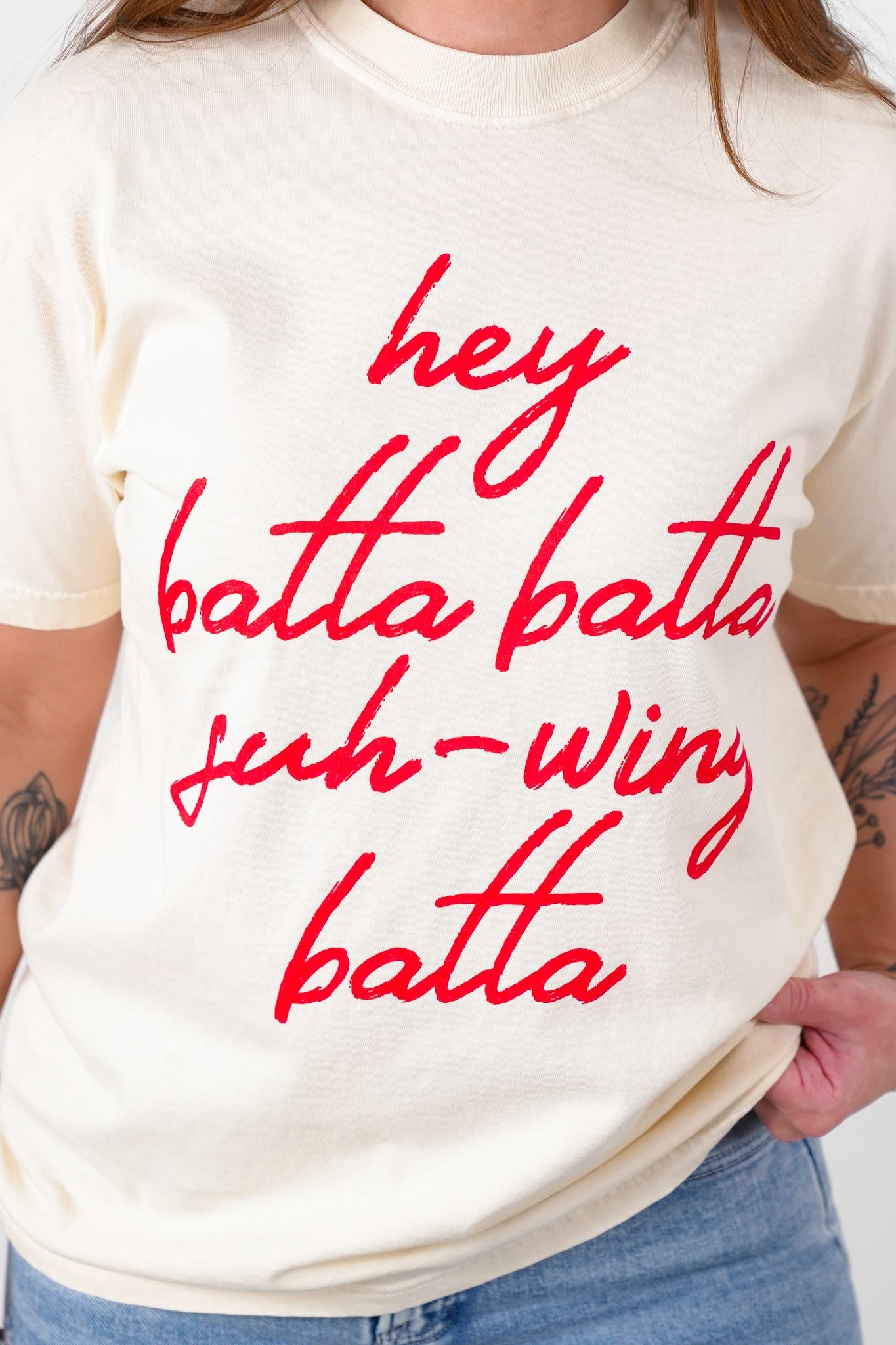 Plus/Reg Short Sleeve "Hey Batta Batta Swing Batta" Graphic Tee