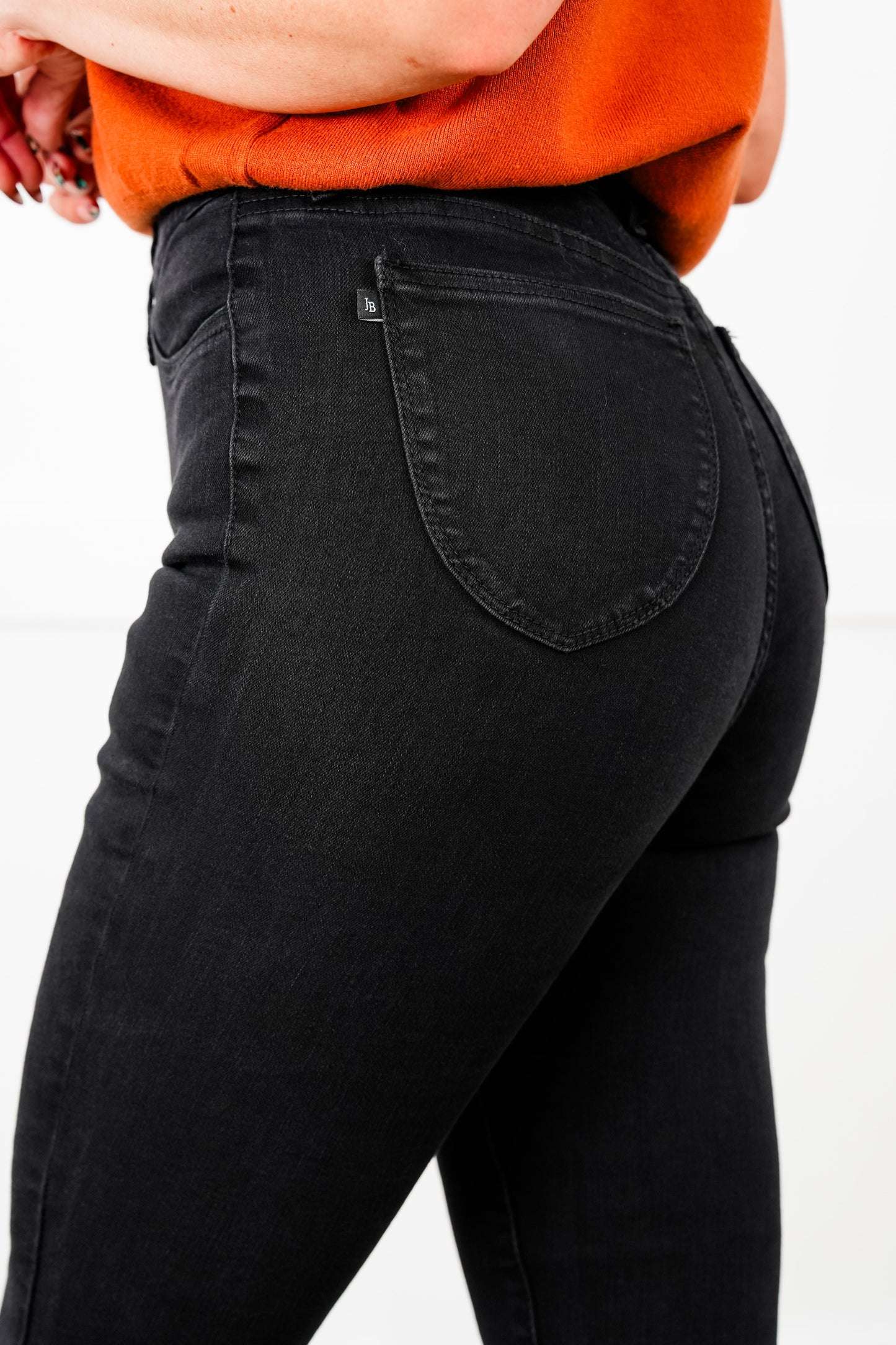 Judy Blue Back in Black Booty Lifting High Rise Black Pull On Shield Pocket Skinny Jeans