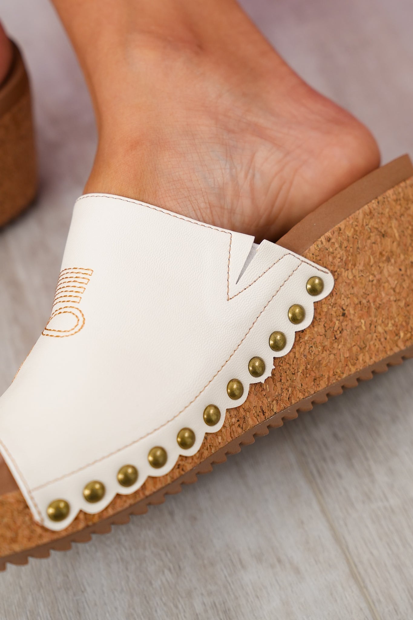 Corky's "Saddle Up" Studded Cork Wedge Heel