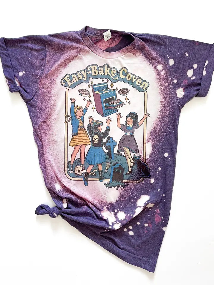 Plus/Reg Bleached Short Sleeve "Easy Bake Coven" Graphic Tee