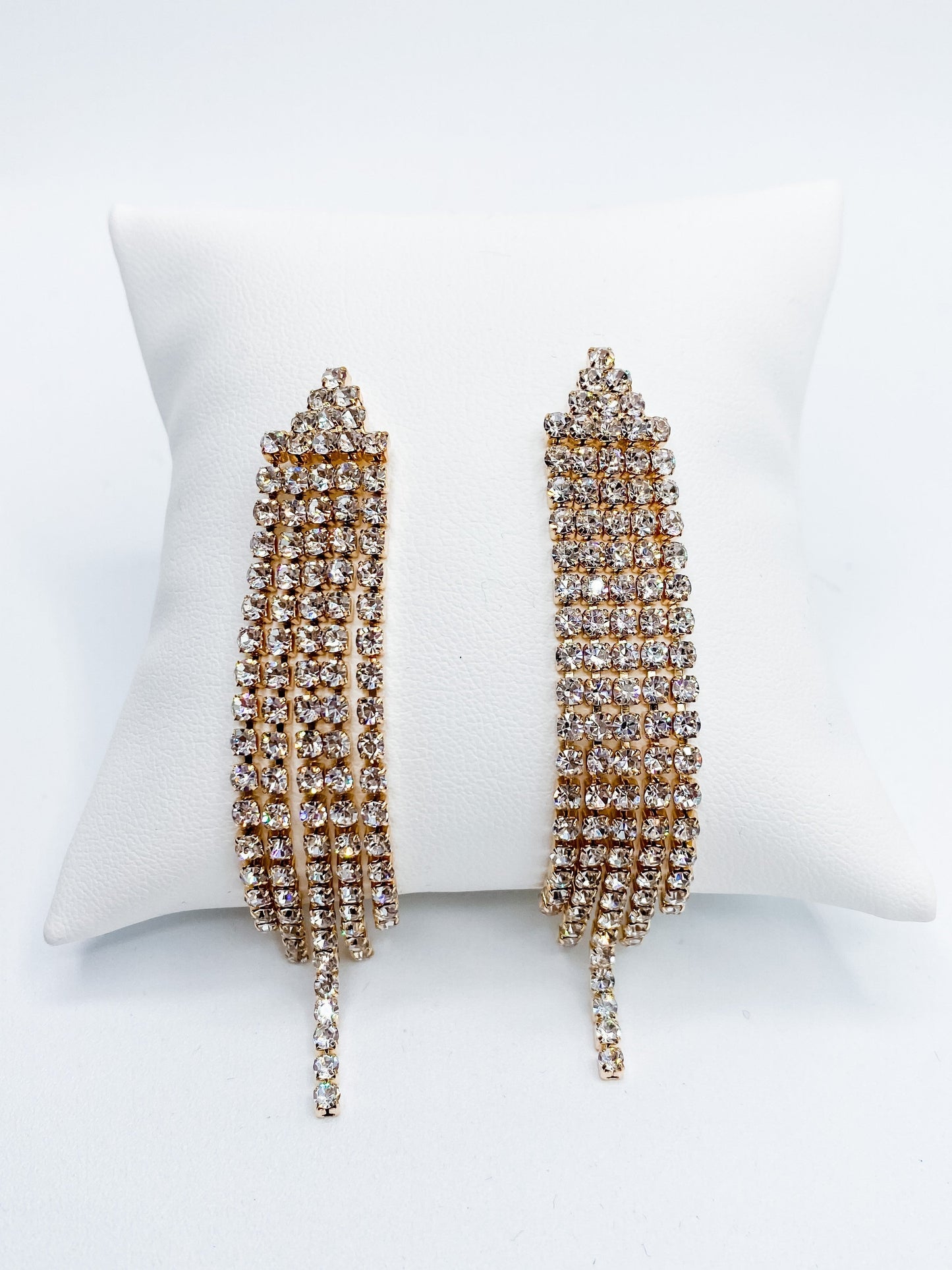 Dangle Tassel Crystal Paved Earrings