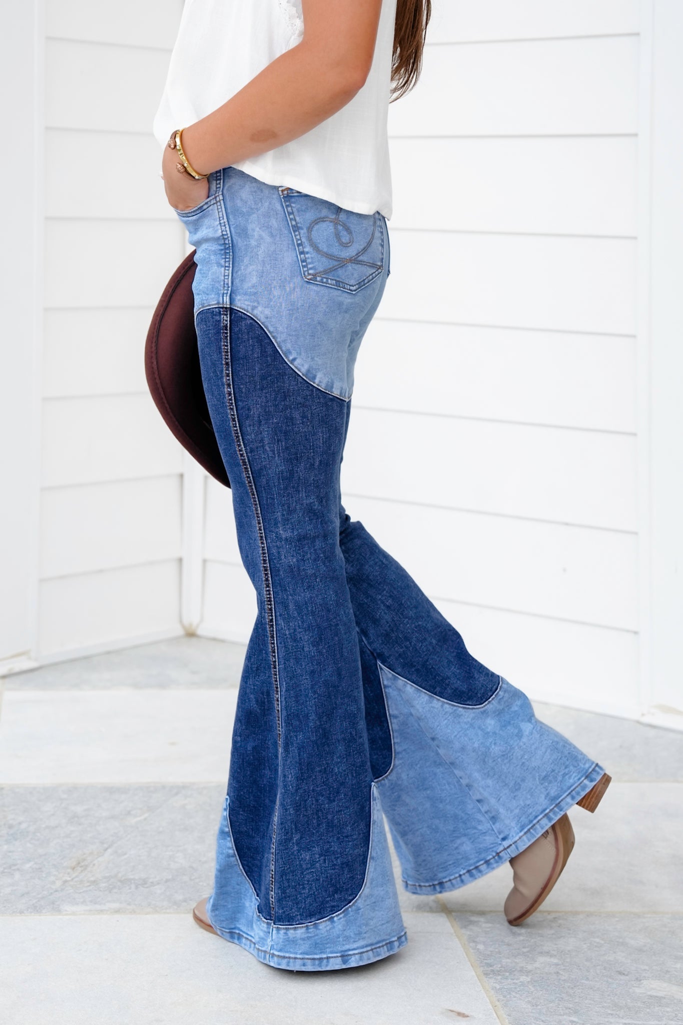 Restock! Mineral Wash Two Tone Denim Wide Leg Jeans