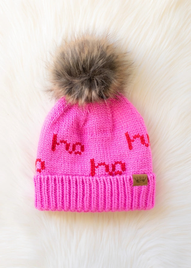 Pink & Red Ho Ho Ho Pom Hat