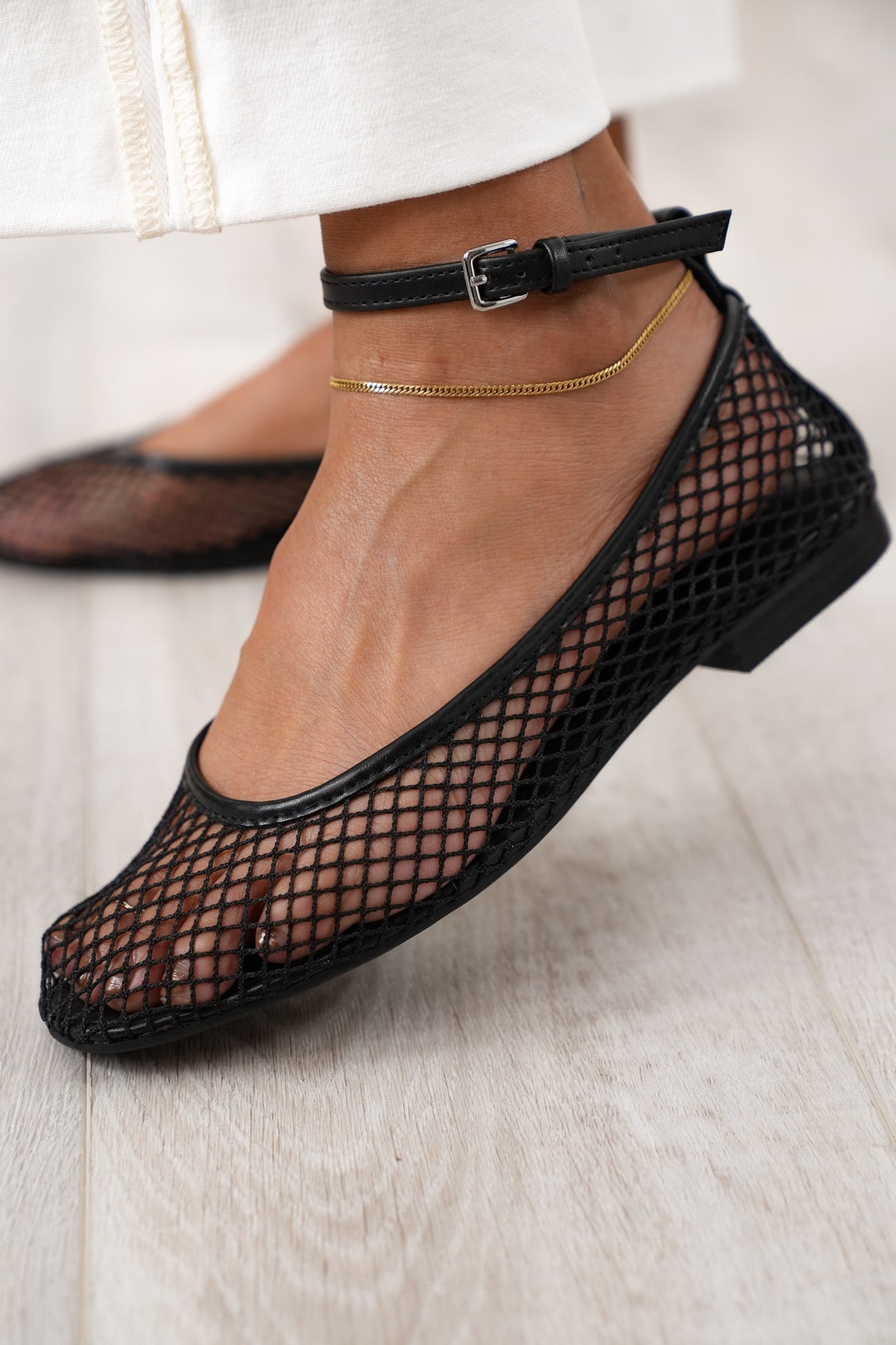 MIA Chic Mesh Flats with Ankle Strap