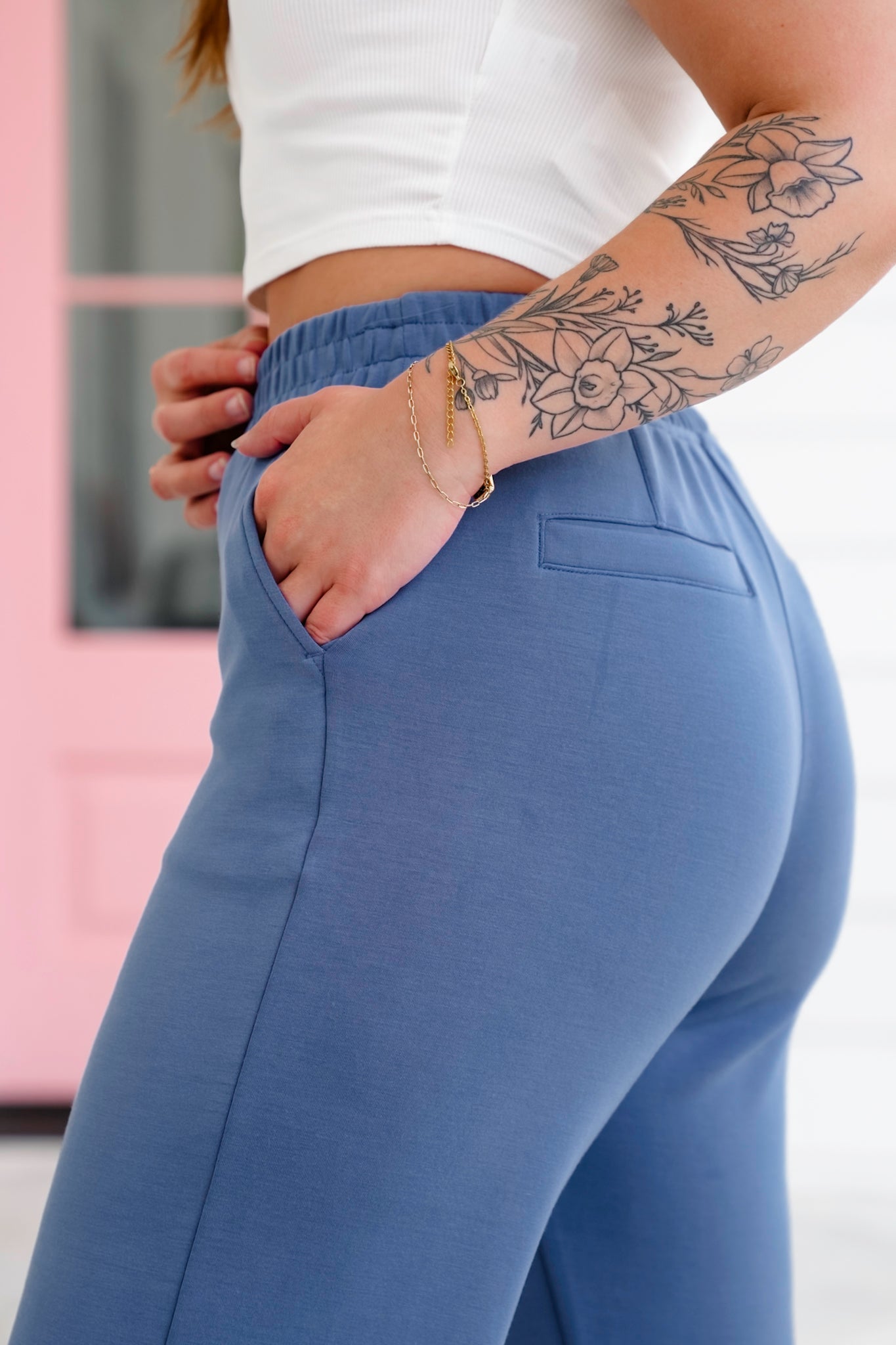 Plus/Reg Scuba Elastic Waistband Joggers With Pockets