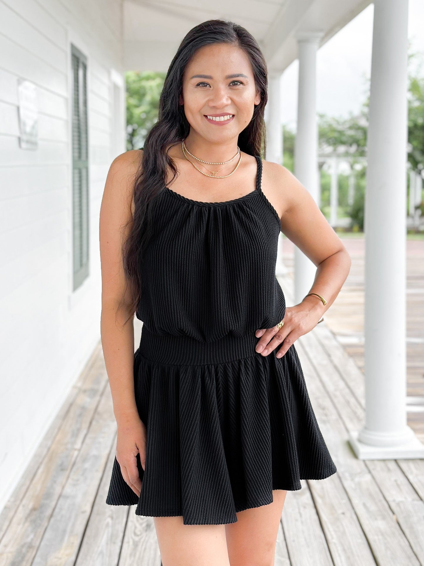 Plus/Reg Sleeveless Rib Knit Romper With Elastic Waist