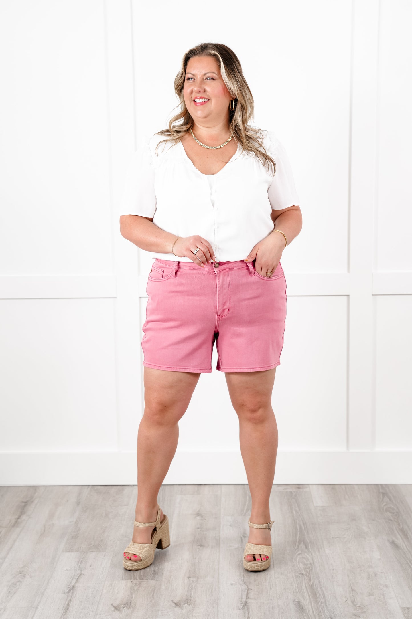 Judy Blue Rose Shorts with Back Pocket Embroidery
