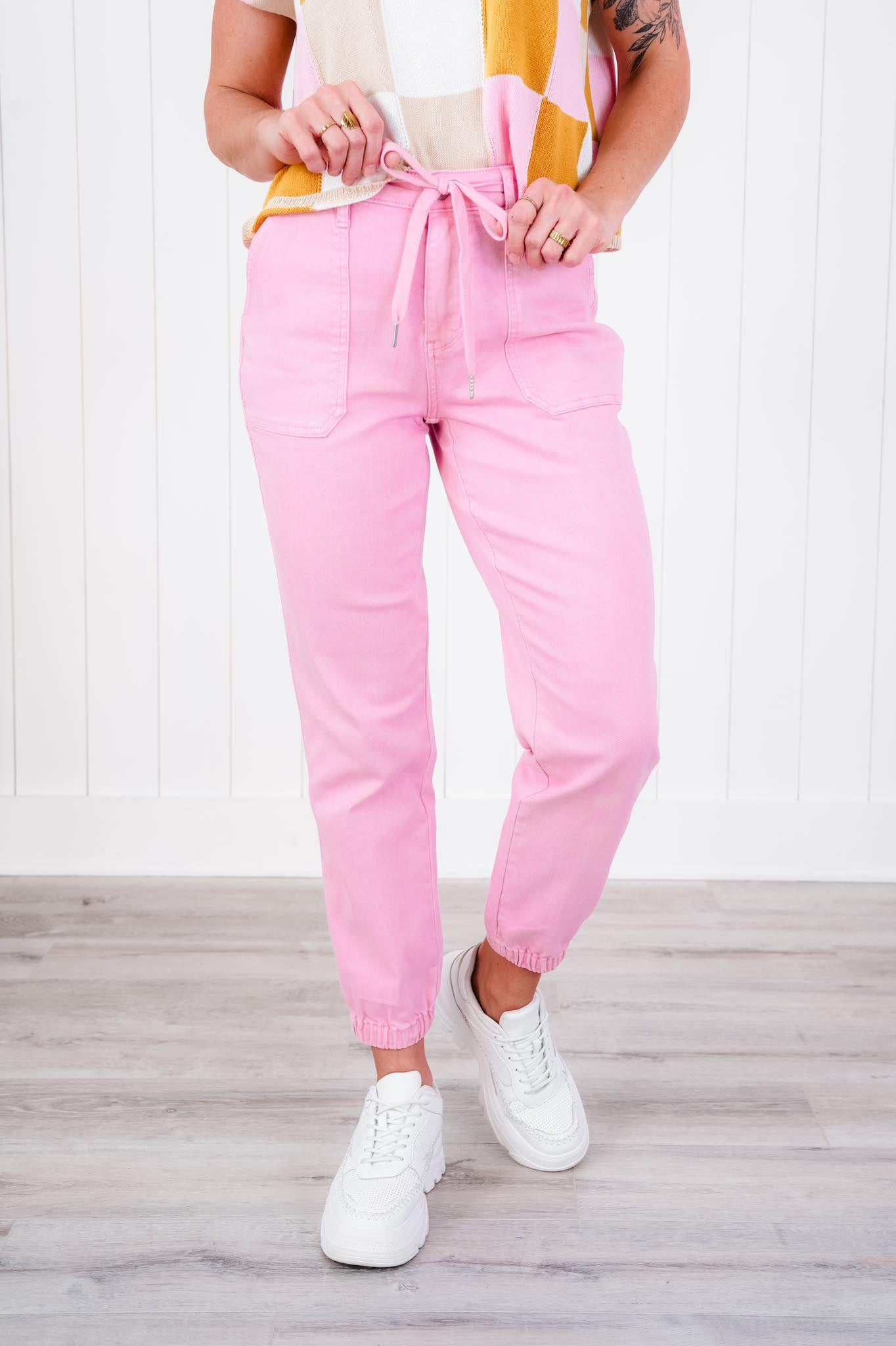 Judy Blue Airplane Mode High Rise Light Pink Jogger