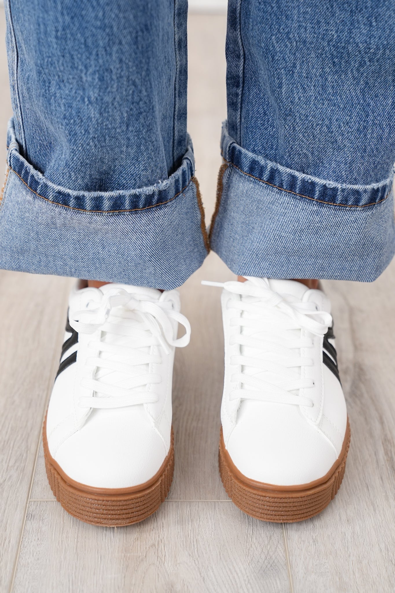 Low Top Platform Sneaker with Textured Sole