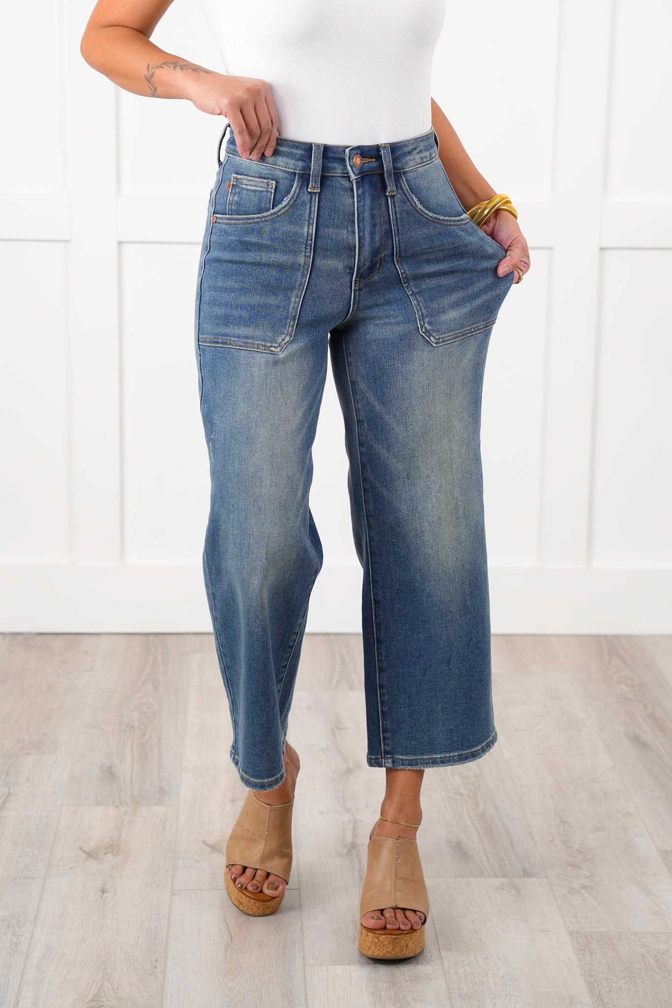 Judy Blue The Perfect Fit High Rise Wide Leg Crop Jeans