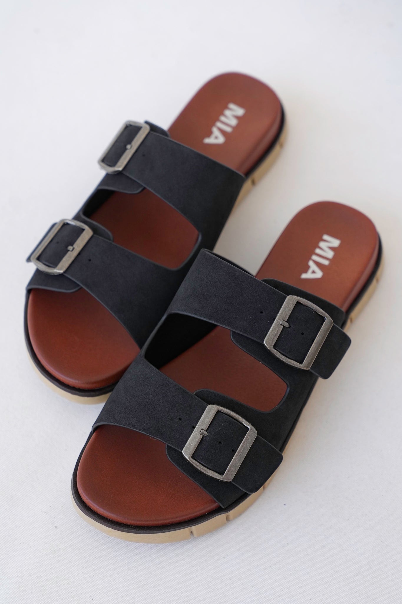 MIA Adjustable Double Buckle Slip On Sandal