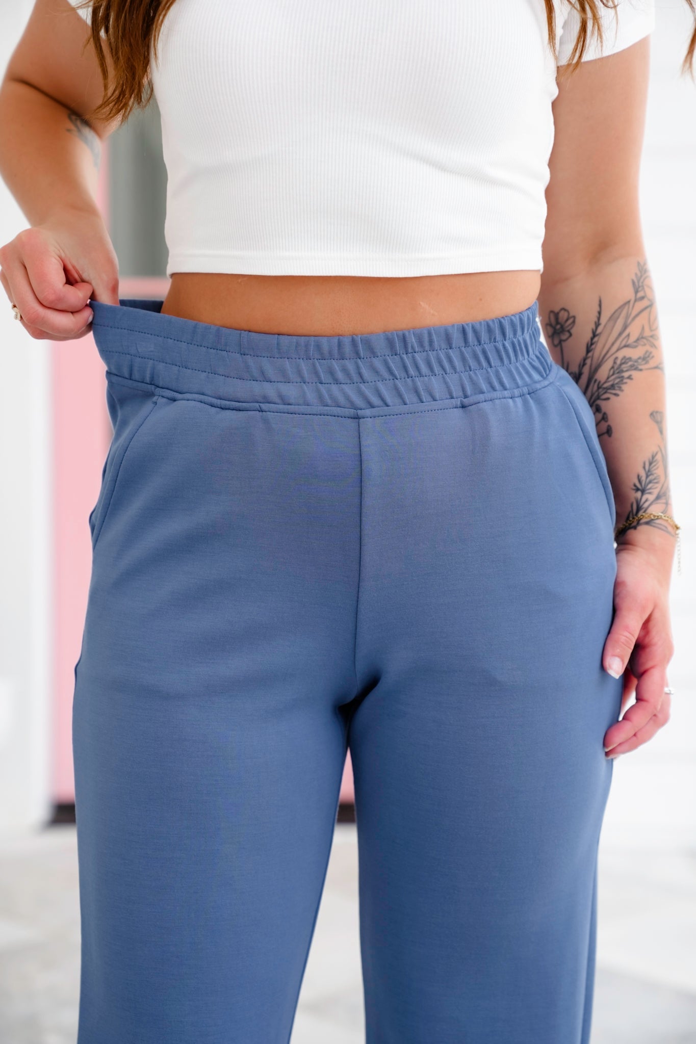 Plus/Reg Scuba Elastic Waistband Joggers With Pockets