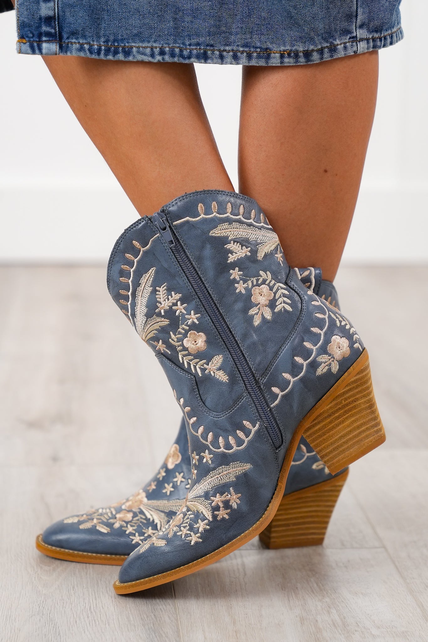 Corky's "Lets Go Girl" Embroidered Western Ankle Boot with Pointed Toe