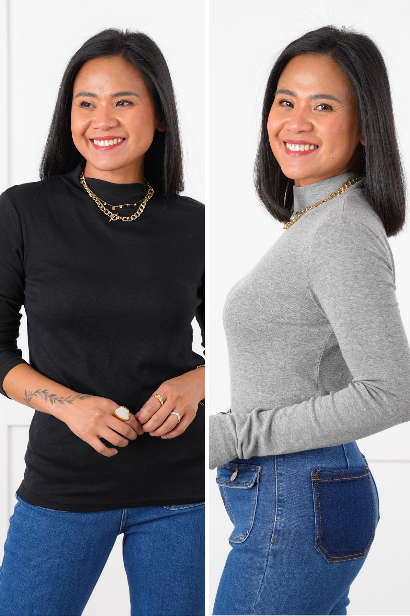 Basic Long Sleeve Mock Neck Top