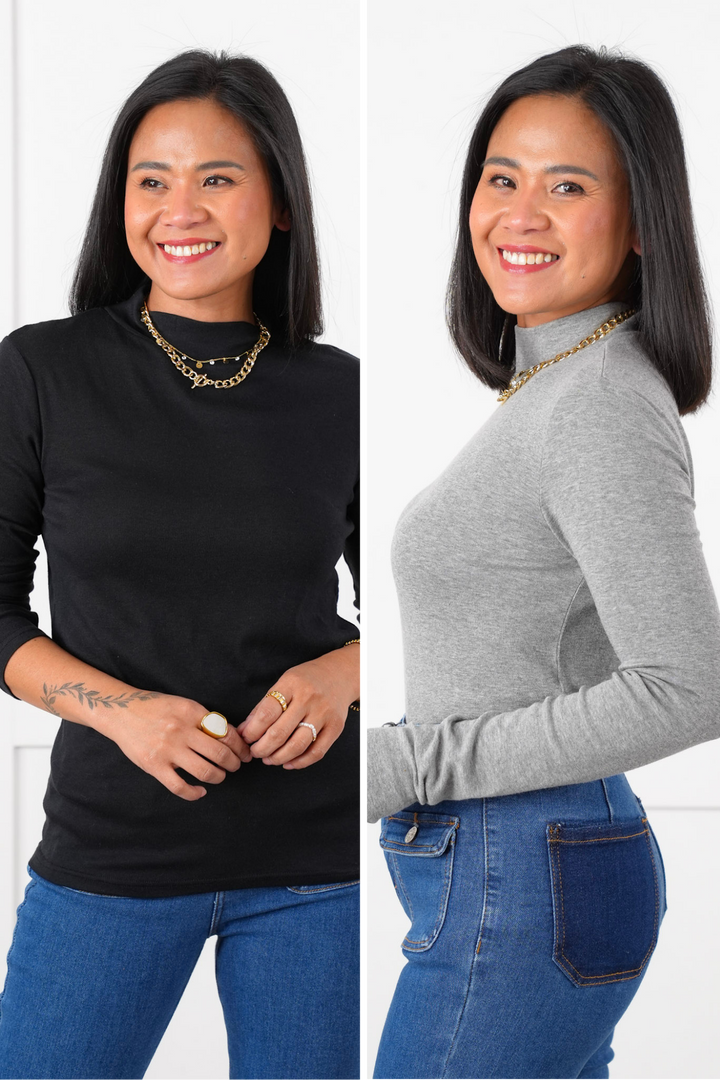 Basic Long Sleeve Mock Neck Top