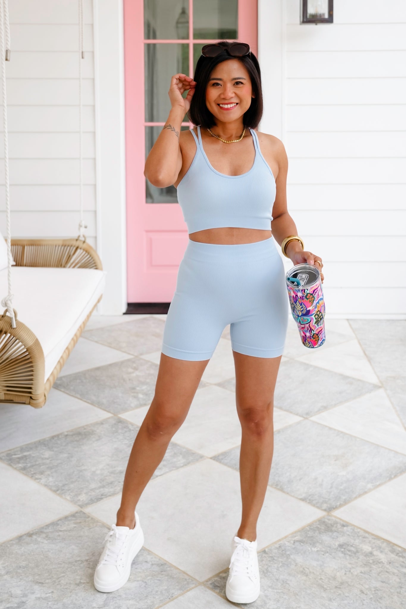 Ribbed Knit Cropped Tank Top and Short Set