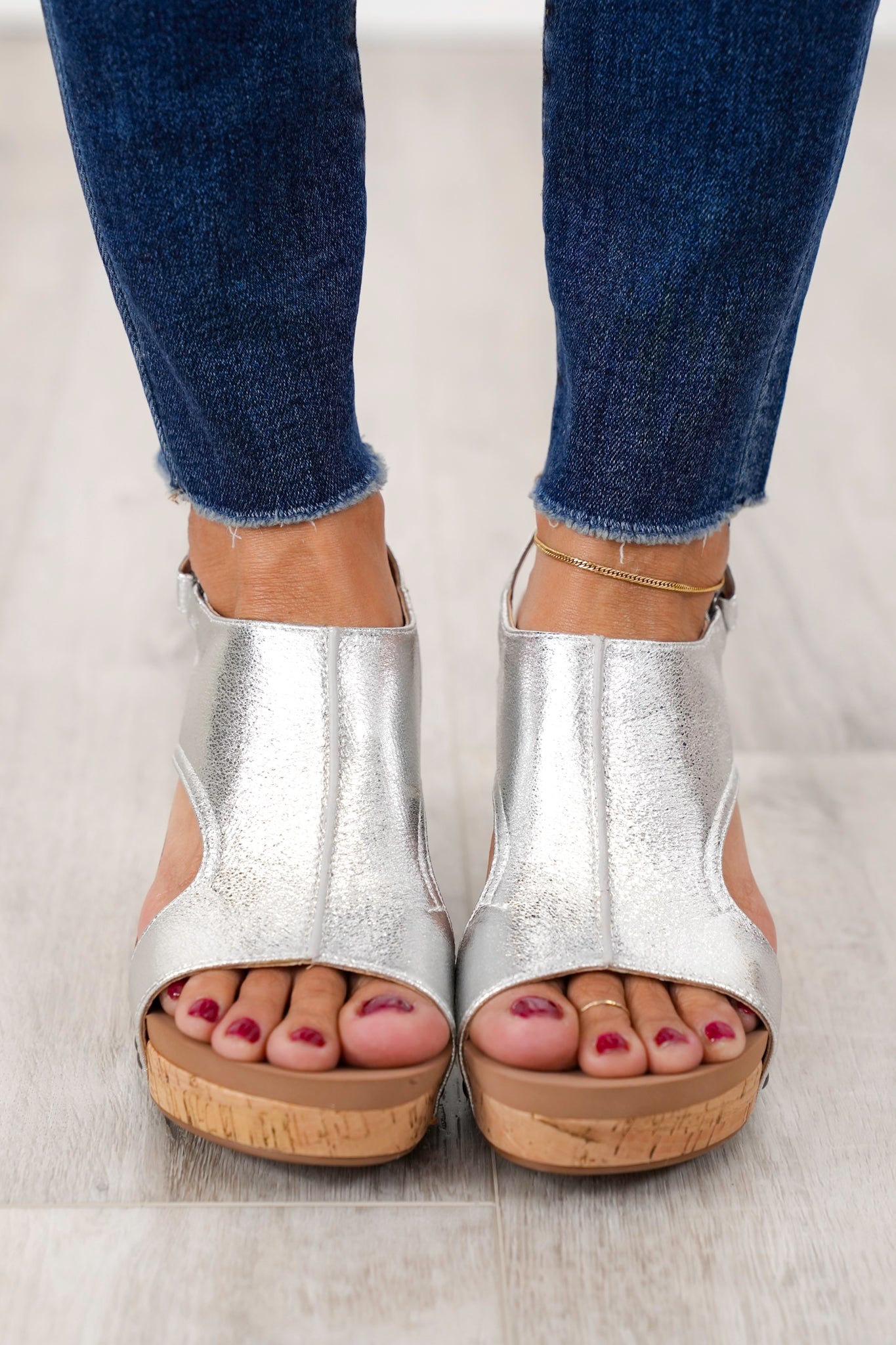 Corky's Tiffanee Textured Metallic Wedge Heel Sandal