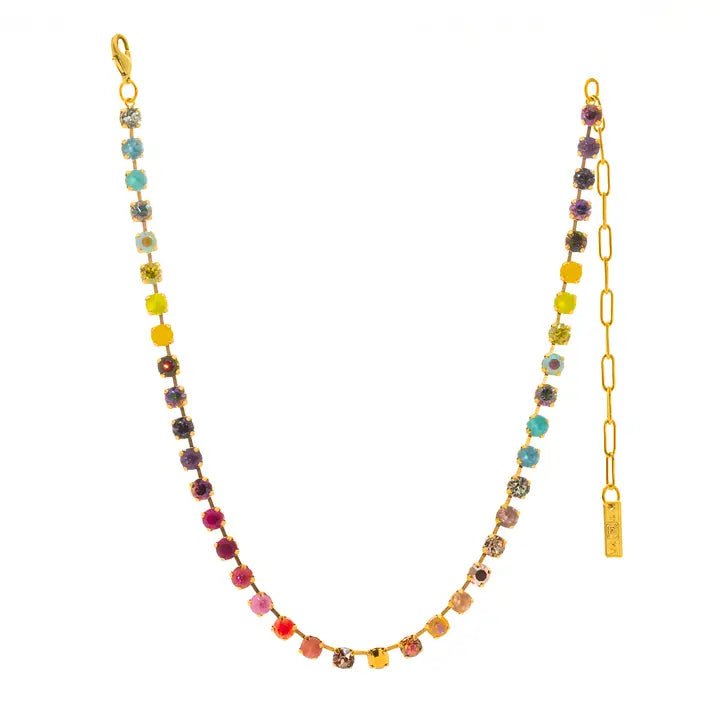 TOVA Sarina Gold Plated Crystal Necklace In Candy Crush - Freckled Poppy