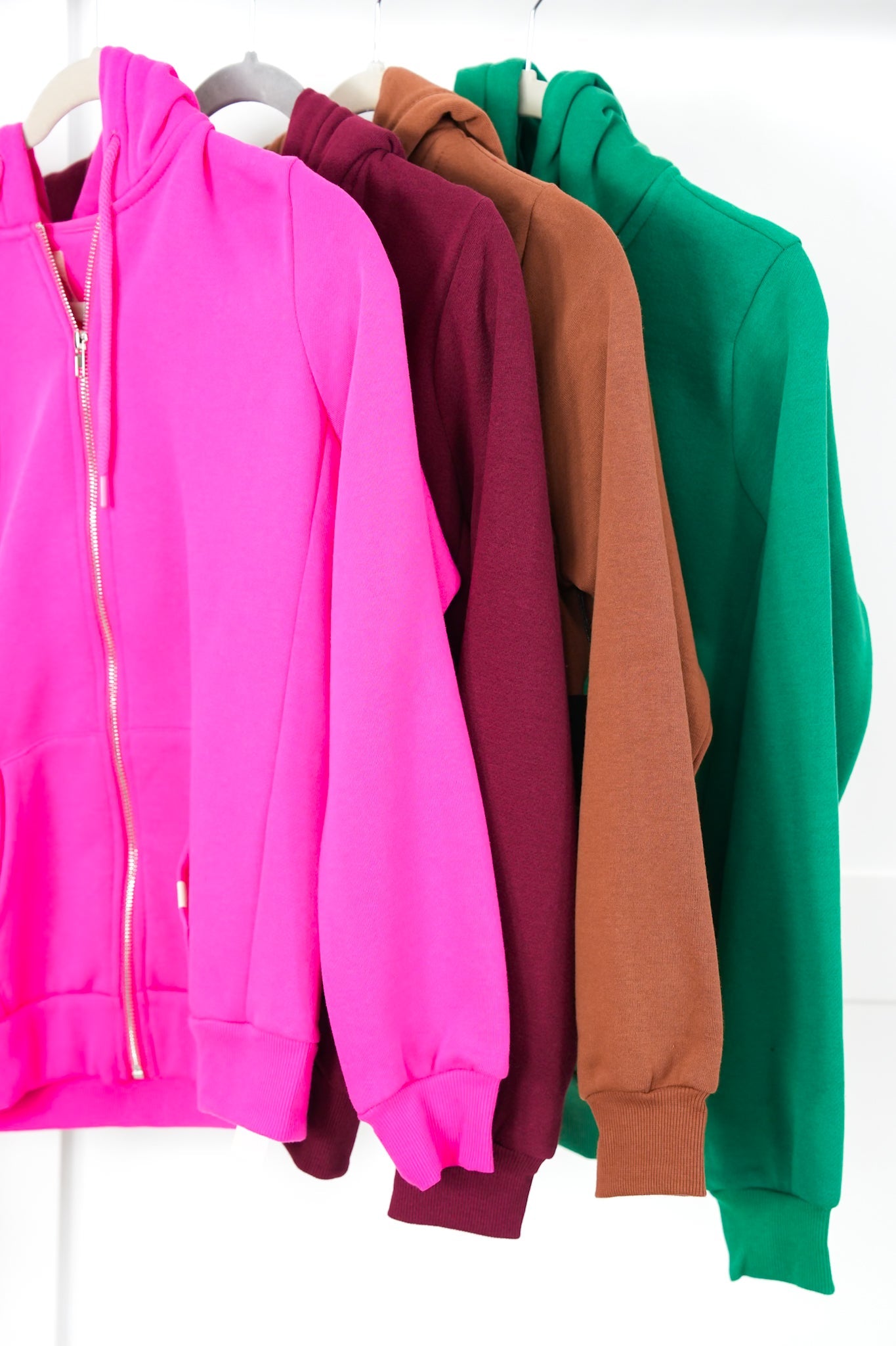 Solid Long Sleeve Zip Up Hoodie