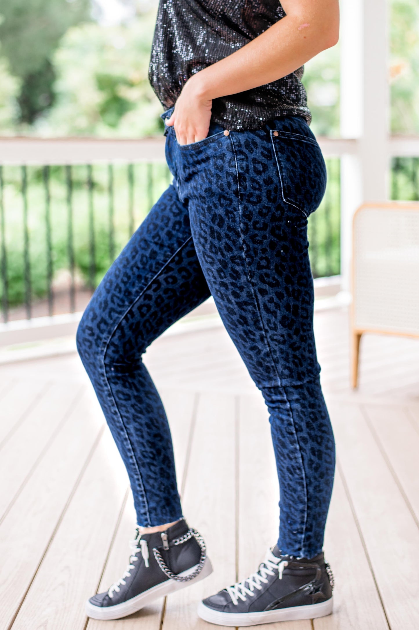 Judy Blue Denim Leopard Print Skinny Jeans