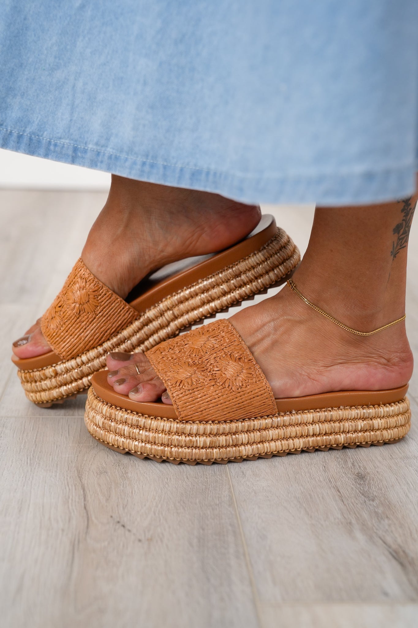 Corky's "BRB" Textured Woven Platform Slide Sandal
