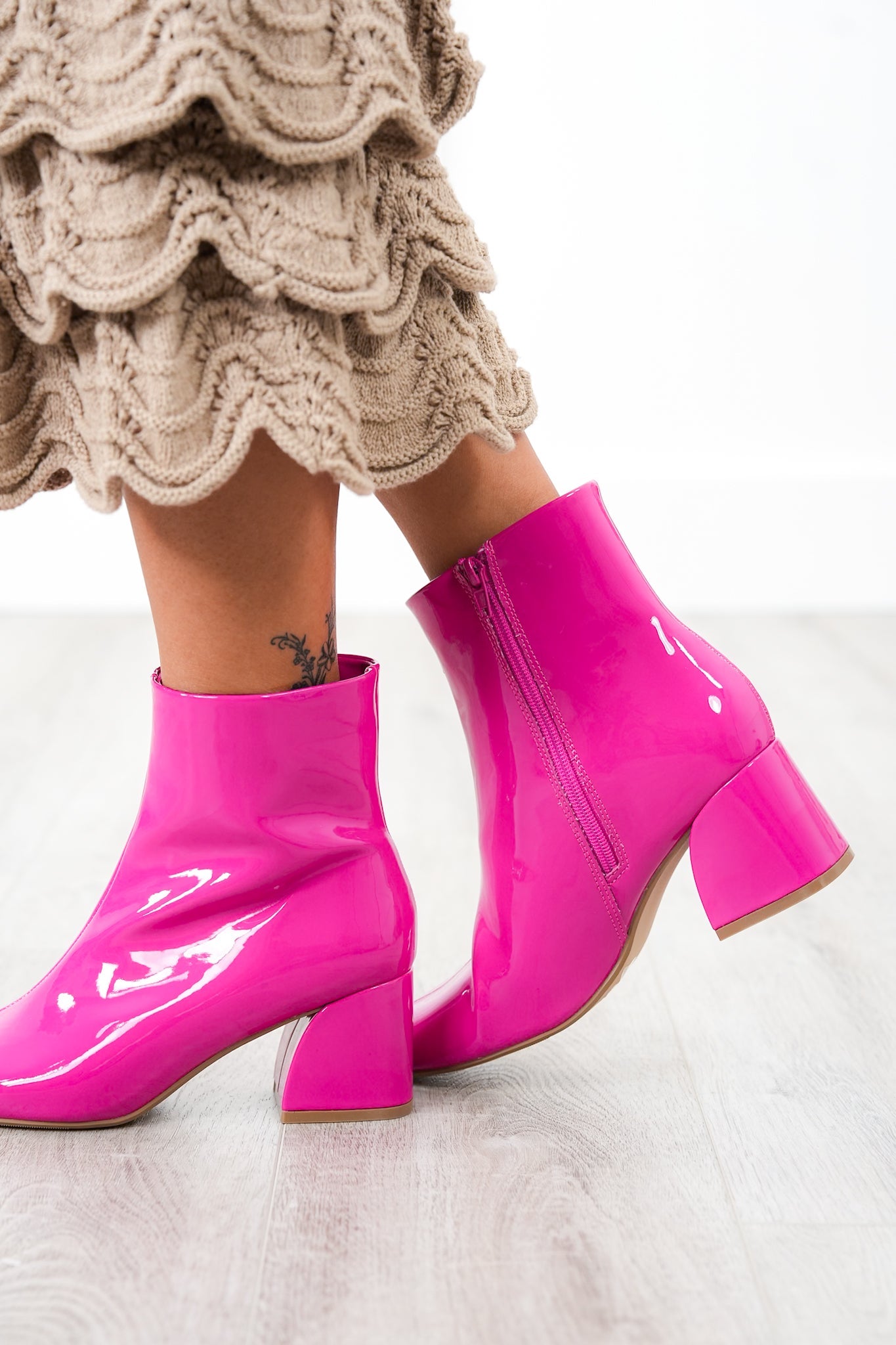 Glossy Block Heel Ankle Bootie (Multiple Colors)